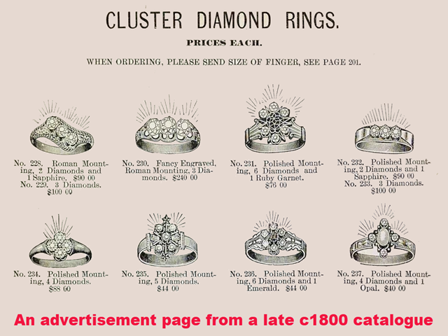 Vintage Poster Advertising Diamond Cluster Rings